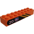 LEGO Orange Brique 2 x 8 avec 20, Team Arctic logo, et Rayures (Droite) Autocollant (3007)