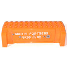 LEGO Orange Brick Hollow 4 x 12 x 3 with 8 Pegholes with 'SENTAI FORTRESS' and Bullet Holes Sticker (52041)