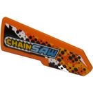 LEGO Orange Curved Panel 22 Left with 'CHAINSAW' Sticker (11947)