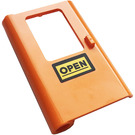 LEGO Orange Tür 1 x 4 x 5 Zug Links mit 'OPEN' Aufkleber (4181)