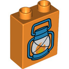 LEGO Orange Duplo Brick 1 x 2 x 2 with Lantern with Bottom Tube (15847 / 24966)