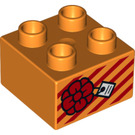 LEGO Orange Duplo Backstein 2 x 2 mit rot striped present und Bow (3437 / 21044)