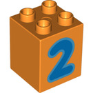 LEGO Orange Duplo Brique 2 x 2 x 2 avec 2 (13164 / 31110)