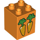 LEGO Orange Duplo Backstein 2 x 2 x 2 mit Carrots (24996 / 31110)
