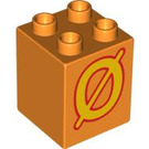 LEGO Orange Duplo Brick 2 x 2 x 2 with Yellow 'Ø' (31110 / 93713)