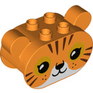 LEGO Orange Duplo Backstein 2 x 4 x 2.5 mit Tiger Ohren (74953)