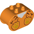 LEGO Orange Duplo Backstein 2 x 4 x 2 mit Gerundet Ends mit Tiger Körper (6448 / 74951)