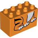 LEGO Orange Duplo Brick 2 x 4 x 2 with Sitting Tiger Body (31111 / 43527)