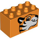 LEGO Orange Duplo Backstein 2 x 4 x 2 mit Tiger Kopf (31111 / 43524)