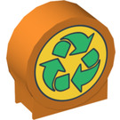LEGO Orange Duplo Round Sign with Green Recyling arrows with Round Sides (41970 / 51753)