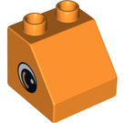 LEGO Orange Duplo Pente 2 x 2 x 1.5 (45°) avec Eye both sides (10442 / 10443)