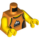 LEGO Oranje Man in Oranje Tank Top en Helm Minifig Torso (973 / 76382)