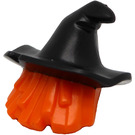 LEGO Oransje Mellomlangt hår med Svart Floppy Witch Hatt