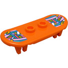 LEGO Orange Minifig Skateboard mit Vier Rad Clips mit Dekoration at Each Ende Aufkleber (42511)