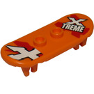 LEGO Orange Minifig Skateboard with Four Wheel Clips with 'X TREME' and 'X' Sticker (42511)