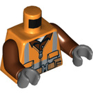 LEGO Orange Minifigur Torso mit Orange Sicherheitsweste over Braun Hemd (973 / 76382)