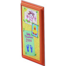LEGO Orange Mirror Base / Notice Board / Wall Panel 6 x 10 with 'Baby Thomas 2000' and Drawings Sticker (6953)