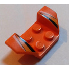 LEGO Orange Mudguard Plate 2 x 2 with Flared Wheel Arches with White and Black Stripes (41854)