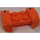 LEGO Orange Mudguard Plate 2 x 4 with Overhanging Headlights with Black Dot Sticker (44674)