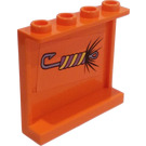 LEGO Orange Panneau 1 x 4 x 3 avec Fishing Lure et Leis Autocollant avec supports latéraux, tenons creux (60581)