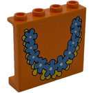 LEGO Orange Panel 1 x 4 x 3 mit Blume Garlands Aufkleber mit Seitenstützen, Hohlbolzen (60581)