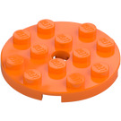 LEGO orange Plade 4 x 4 Rund med Hul og Snapstud (60474)