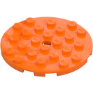 LEGO Oranssi Levy 6 x 6 Pyöreä jossa Tappi Reikä (11213)