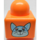 LEGO Orange Primo Backstein 1 x 1 mit Katze Kopf / Hund Kopf (31000)