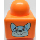 LEGO Orange Primo Kloss 1 x 1 med Katt Huvud / Hund Huvud (31000 / 49048)