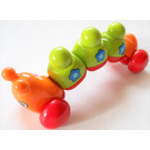 LEGO Orange Primo Caterpillar with red wheels and blue flowers on line segments