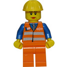 LEGO Pomarańczowy Kamizelka bezpieczeństwa z Srebro Paski Kobieta Pociąg Minifigurka