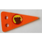 LEGO Orange Scala Foam Flag Triangular with Bear Head on both sides Sticker