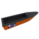 LEGO Orange Ship Hull 8 x 28 x 3 mit Dark Stone Grau oben mit Blau '21' auf Both Sides Aufkleber (92709)