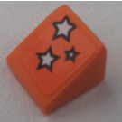 LEGO Orange Steigung 1 x 1 (31°) mit 3 Weiß Stars Aufkleber (50746)