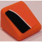LEGO Orange Steigung 1 x 1 (31°) mit Schwarz Seite Stripe (Recht) Aufkleber (50746)