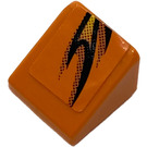 LEGO Orange Steigung 1 x 1 (31°) mit Flames Links Aufkleber (50746)