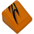 LEGO Orange Steigung 1 x 1 (31°) mit Flames Recht Aufkleber (50746)