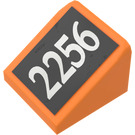LEGO Orange Slope 1 x 1 (31°) with Silver 2256 on Black Background Right Sticker (50746)