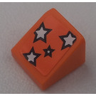 LEGO Orange Steigung 1 x 1 (31°) mit Stars auf Orange Background Aufkleber (50746)