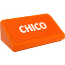 LEGO Orange Slope 1 x 2 (31°) with "Chico" Name Plate Sticker (85984)