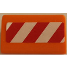 LEGO Orange Pente 1 x 2 (31°) avec Hazard Rayures (La gauche) Autocollant (85984)