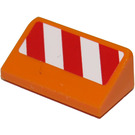 LEGO Orange Pente 1 x 2 (31°) avec Hazard Rayures (Droite) Autocollant (85984)