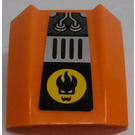 LEGO Orange Pente 1 x 2 x 2 Incurvé avec Noir Devil Diriger, Noir Grille sur Argent et 2 Argent Wires Autocollant (30602)