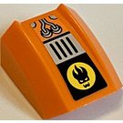 LEGO Oranje Helling 1 x 2 x 2 Gebogen met Zilver Cables, Zilver Rooster, Dr Inferno logo Sticker (28659)