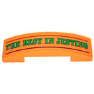 LEGO Oranje Helling 1 x 4 Gebogen Dubbele met 'THE BEST in JESTING'  Sticker (93273)