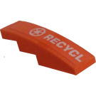 LEGO Orange Slope 1 x 4 Curved with "Recycl" and Recycle Logo Sticker (11153)