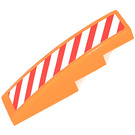 LEGO Orange Steigung 1 x 4 Gebogen mit rot und Weiß Danger Streifen (Links) Aufkleber (11153)