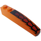 LEGO Orange Slope 1 x 6 Curved with Red and Black Hexagonal Scales (35164)