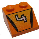 LEGO Orange Pente 2 x 2 (45°) avec "4" et Orange avec Noir Shading (3039)