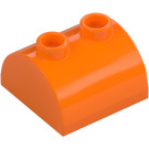 LEGO Oranje Helling 2 x 2 Gebogen met 2 Noppen aan Top (30165)